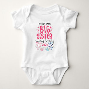 2024 Big Sister Waiting for New Baby Sibling Baby Bodysuit