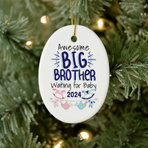 2024 Big Sister Waiting for New Baby Sibling Ceramic Tree Decoration