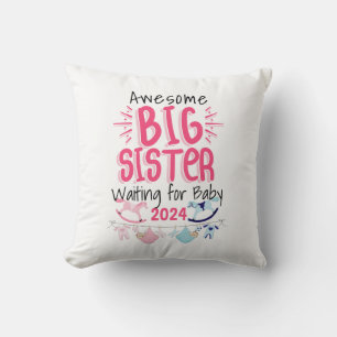 2024 Big Sister Waiting for New Baby Sibling Cushion