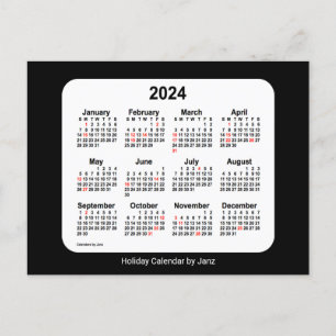 2024 Black Holiday Mini Calendar by Janz Postcard