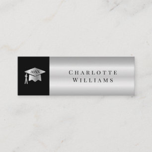 2024 Black Silver Grad Cap Graduation Insert Card