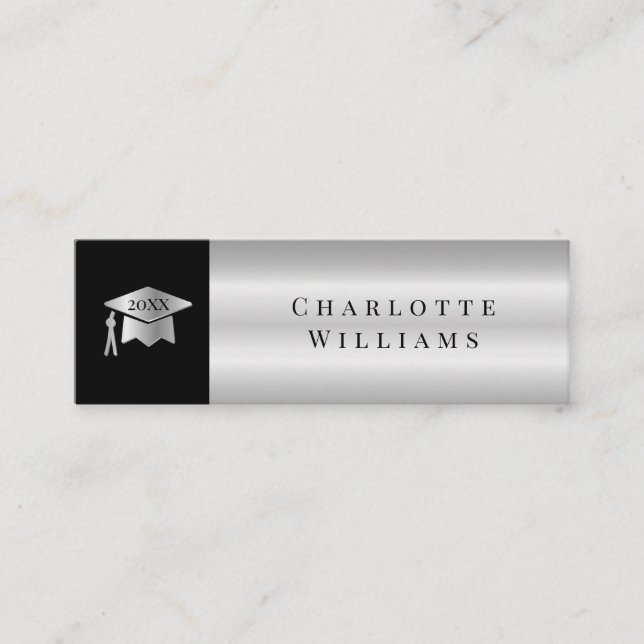 2024 Black |Silver Grad Cap Graduation Insert Card (Front)