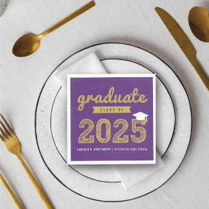 2024 Bold Gold Sketch Text Modern Graduation Party Napkin