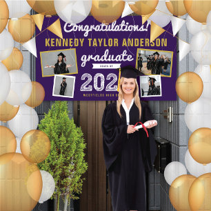2024 Bold Sketch 4 Photo Congrats Graduation Party Banner