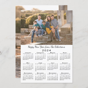 2024 Calendar 2 Custom Photos Happy New Year Holiday Card