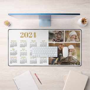 2024 Calendar and Photo Collage Desk Mat