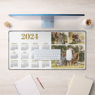 2024 Calendar and Photo Collage Desk Mat