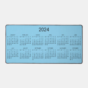 2024 Calendar Baby Blue Colour Background Desk Mat