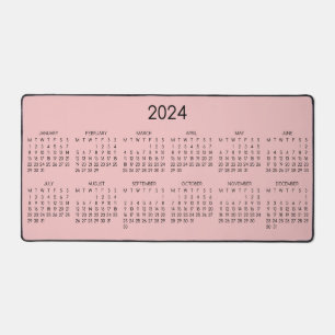 2024 Calendar Baby Pink Colour Background Desk Mat