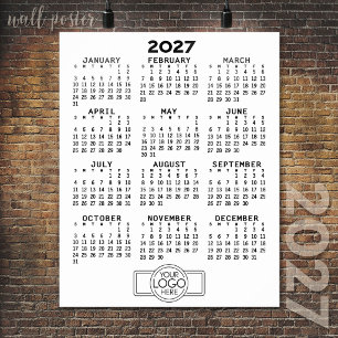2024 Calendar - Basic Black White Minimal Poster
