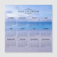 2024 Calendar Beach Background | Magnetic Card