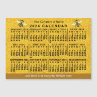 2024 Calendar Bee Honeycomb Custom Apiary Magnet