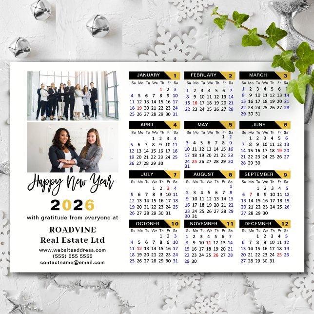 2024 Calendar Black Gold Business 2 Photo Magnetic (Creator Uploaded)