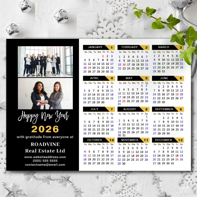 2024 Calendar Black Gold Business 2 Photo Magnetic (Creator Uploaded)