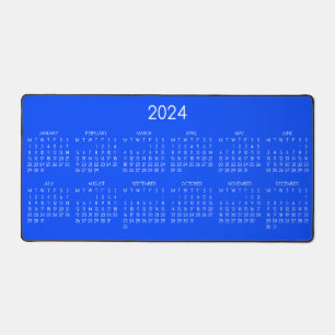 2024 Calendar Blue Colour Background Desk Mat