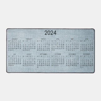 2024 Calendar Blue Denim Photo Desk Mat