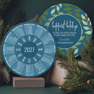 2024 Calendar - Blue Green Botanical Happiest Holiday Card