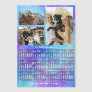2024 Calendar Boho Watercolor Custom Photo Magnet