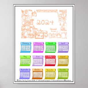 2024 Calendar Bolts Fabric Font Fabricated Frames Poster