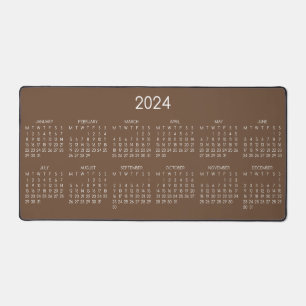 2024 Calendar Brown Colour Background Desk Mat