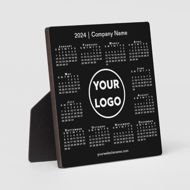 2024 Calendar Company Logo Black Business Plaque (Front)