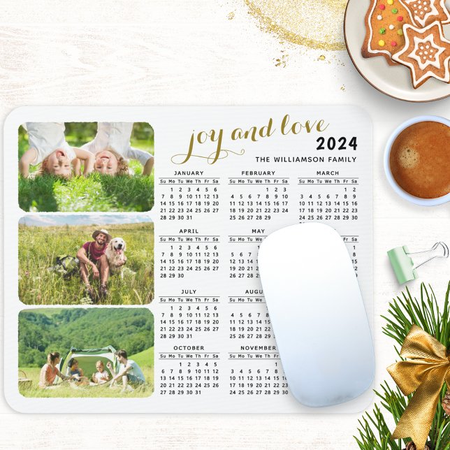 2024 Calendar Custom 3 Photo Family Mouse Pad (Creator Uploaded)