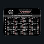 2024 Calendar Custom Business Logo Name Black Easy Magnet<br><div class="desc">These professional-looking 2024 calendar flexible magnets are perfect for your company office branding and marketing. They have bold numbers in white and light red on black. Above that, brand your business with your corporate logo, business name, website, phone, address, and a slogan. These simple, practical calendar magnets are perfect for...</div>