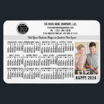 2024 Calendar Custom Business Logo Name Photo Whit Magnet<br><div class="desc">These professional-looking 2024 calendar flexible magnets are perfect for your company office branding and marketing. They have bold numbers in black on white. Above that, brand your business with your corporate logo, business name, website, phone, address, and a slogan. To the right of the calendar, add a vertical photo. You...</div>