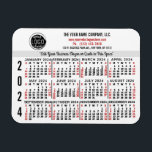 2024 Calendar Custom Business Logo Name White Easy Magnet<br><div class="desc">These professional-looking 2024 calendar flexible magnets are perfect for your company office branding and marketing. They have bold numbers in black and red on white. Above that, brand your business with your corporate logo, business name, website, phone, address, and a slogan. These simple, practical calendar magnets are perfect for your...</div>