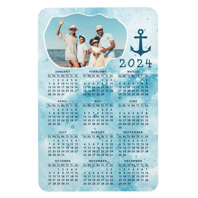2024 Calendar Custom Photo Coastal Magnet (Vertical)