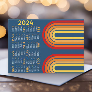 2024 Calendar - download mod arch retro line art Holiday Card