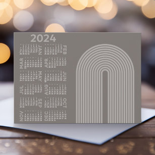 2024 Calendar - download mod arch retro line art Holiday Card