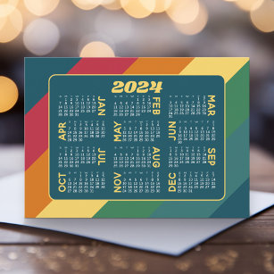 2024 Calendar - download mod retro line art Holiday Card