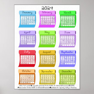 2024 Calendar Fabric Bolts Fabric Font Poster