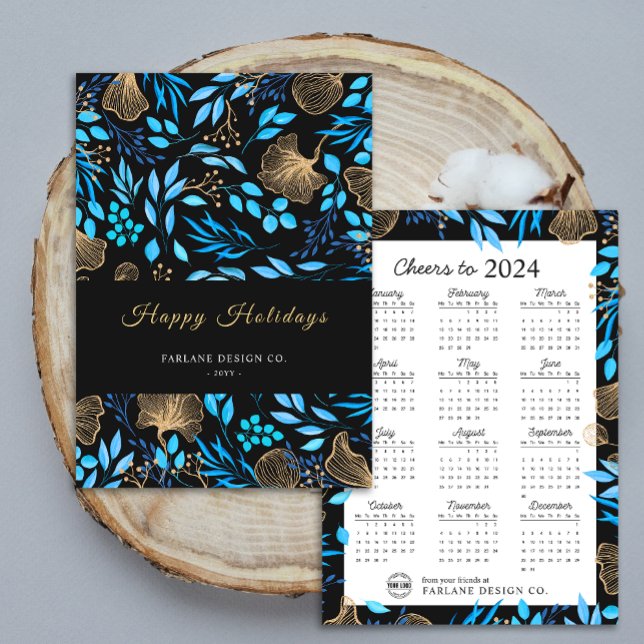 2024 Calendar Floral Business Logo Holiday Card (2024 Calendar Floral Business Logo Holiday Card)
