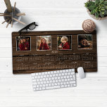 2024 Calendar Full Year Rustic Wood Photo Collage Desk Mat<br><div class="desc">2024 Calendar Full Year Minimalist Rustic Wood Desk Mat Mouse Pad featuring your name and 4 of your favourite photos! 🌟This is for 2024🌟 
This version is in rustic wood! Please contact us at cedarandstring@gmail.com if you need assistance with the design or matching products.</div>