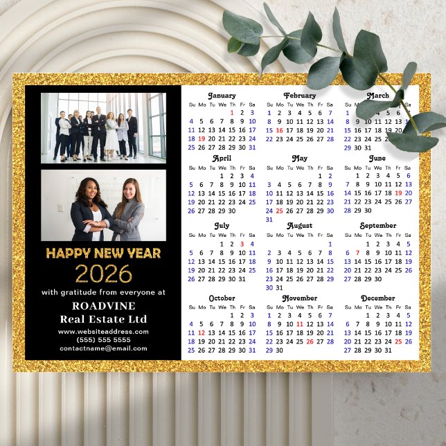 2024 Calendar Gold Black Business 2 Photo Magnetic (Creator Uploaded)