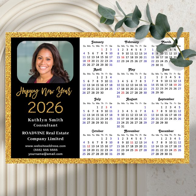 2024 Calendar Gold Black Business Photo Magnetic (Creator Uploaded)