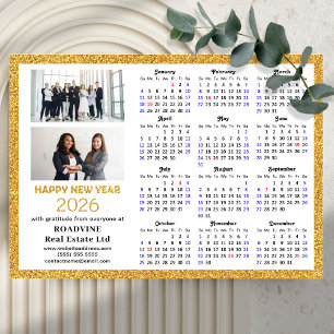 2024 Calendar Gold Glitter Business Photo Magnetic