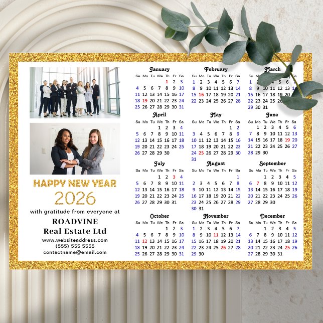 2024 Calendar Gold Glitter Business Photo Magnetic (Creator Uploaded)