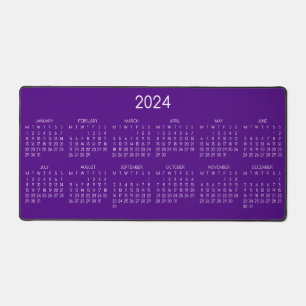 2024 Calendar Indigo Colour Background Desk Mat