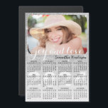 2024 Calendar Magnet Custom Photo Silver Glitter<br><div class="desc">This personalised 2024 magnetic calendar features name and photo templates, Joy and Love saying and girly silver grey faux glittered design. Click "Personalise this template" and upload your photo there to get the result with the same stylish frame-look edges around the picture. It's a cute practical gift idea for Christmas,...</div>