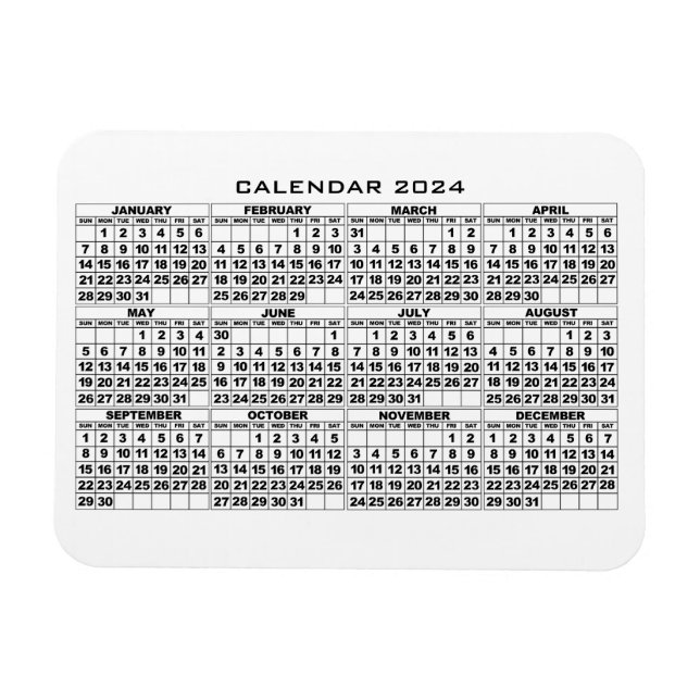 2024 Calendar Magnet White (Horizontal)