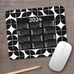 2024 Calendar - mcm half moon - black and white Mouse Pad<br><div class="desc">A 2024 calendar with a trendy mid century modern pattern. The calendar is uncluttered and easy to read.</div>