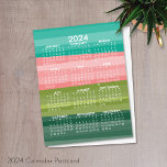 2024 Calendar - modern abstract stripe pattern Postcard<br><div class="desc">A 2024 calendar with a trendy modern abstract landscape. For advanced users,  you can go to the advanced design area and change colours of the calendar.</div>