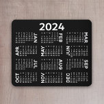 2024 Calendar - modern black and white simple Mouse Pad<br><div class="desc">Black and White - A minimal, basic 12 month 2024 calendar with a solid colour background. A modern look for your home office or school locker. The fonts are simple to read, and the colours can be changed. -------- If you open the customise area, it will take to you to...</div>