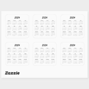 2024 Calendar Monthly Year Square Sticker