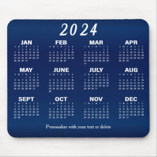2024 Calendar - Navy Blue Design  Mouse Pad