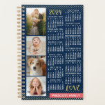 2024 Calendar Navy Coral Gold Photo Collage Small Planner<br><div class="desc">Celebrate 2024 with this elegant family photo collage calendar small planner. On the inside, these planners have pages for you to organise your weeks and months. With the addition of the beautiful yearly calendar cover, you'll be able to see the entire year at a glance - plus enjoy 12 of...</div>