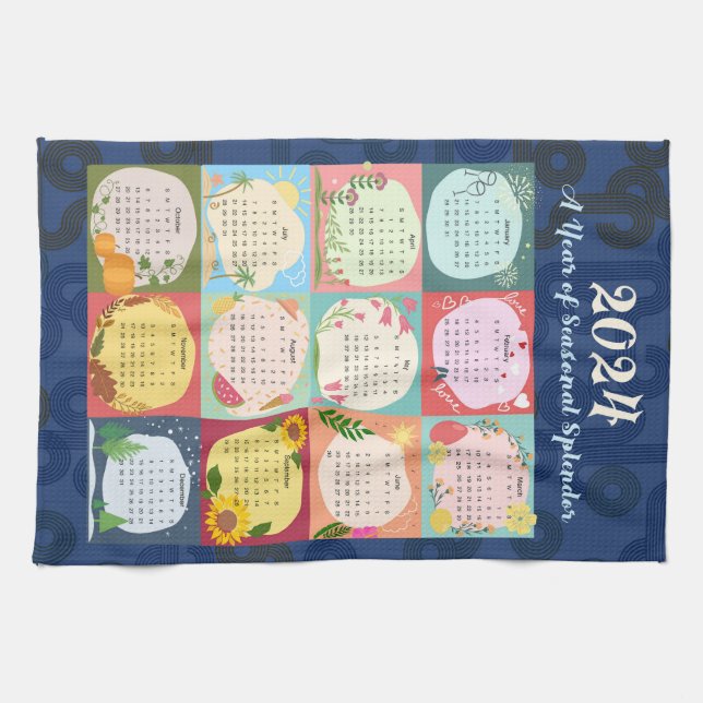 2024 Calendar Seasonal Splendour Tea Towel (Horizontal)